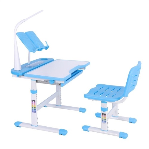 Metal Adjustable Height Children's Desk and Comfortable Chair Set with Lamp - Appears New   - Lot 658