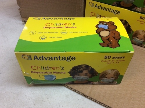 Lot of (39) Boxes of DSM Advantage Children's Disposable Face Masks - Appear New  - Lot 675
