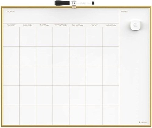 U Brands Magnetic Monthly Calendar Dry Erase Board, 20" x 16", Gold Aluminum Frame - Appears New - Lot 683
