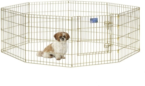 MidWest Homes Gold Zinc Folding Metal Exercise Pen for Pets, 24" x 24" Panels - Appears New   - Lot 731