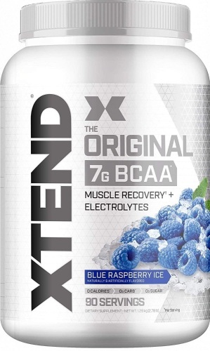 XTEND Original BCAA Powder Blue Raspberry Ice | Sugar Free Post Workout Muscle Recovery Drink with Amino Acids | 7g BCAAs for Men & Women | 90 Servings - Lot 771