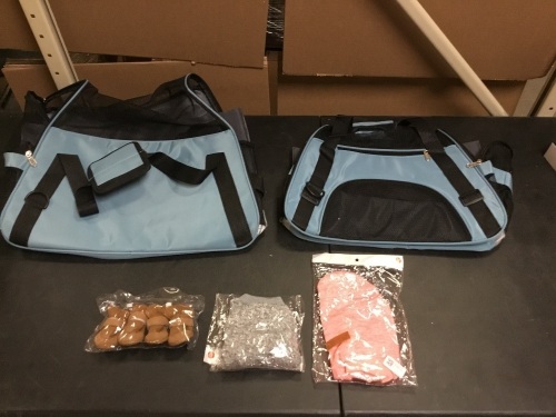 Lot of Miscellaneous Pet Supplies, (2) Carriers, Booties and (2) Sweaters - E-Comm Return, Appear New - Lot 800