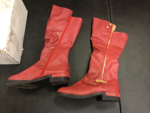 Pair of Red Boots, Uknown Size - Appear New - Lot 804