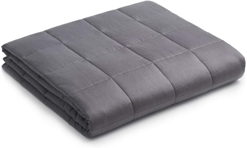 YnM Weighted Blanket — Heavy 100% Oeko-Tex Certified Cotton Material with Premium Glass Beads (Dark Grey, 60''x80'' 25lbs). NEW - Lot 810