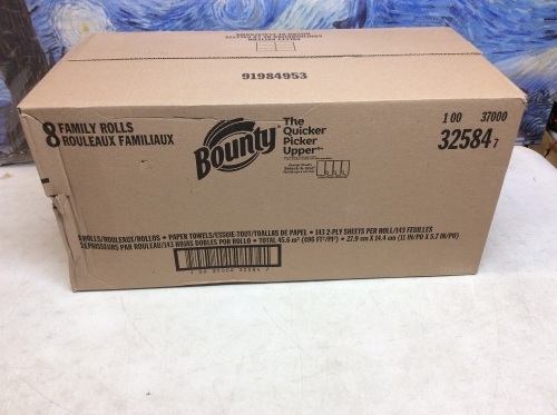 Bounty Quick-Size Paper Towels, 8 Family Rolls - New/Unopened - Lot 846