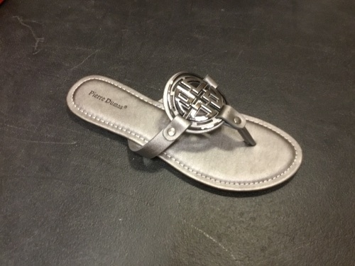 Lot of (6) Pierre Dumas Flat Sandals, Pewter, Size 9 - Appear New - Lot 855