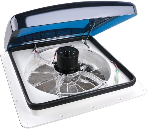 Livpow RV Roof Vent Rain Sensor Powered Lift 3 Speed Smoke Lid w/ Remote - Appears New  - Lot 857
