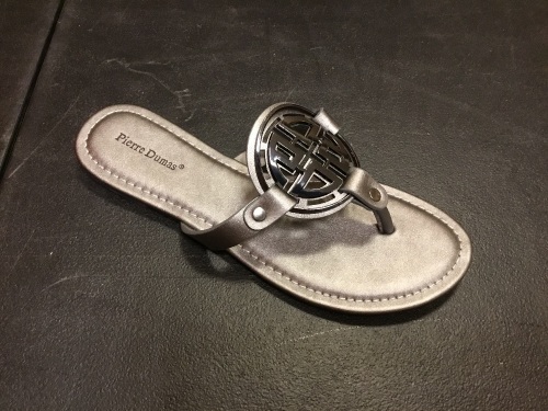 Lot of (7) Pierre Dumas Flat Sandals, Pewter, Size 8 - Appear New - Lot 886