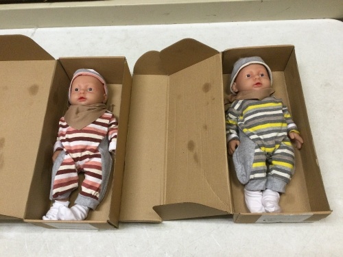Ivita 16" Full Body Silicone Reborn Twin Baby Bot and Girl Dolls. Appear New - Lot 903