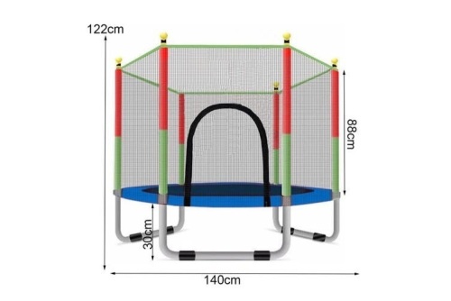Kids Trampoline With Enclosure Safety Net, Spring Cover Padding - Appears New in Damaged Box - Lot 940
