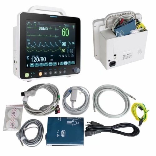 Portable Multi-parameter 12 Inch Vital Sign Patient Monitor ECG NIBP RESP TEMP SPO2 PR. Appears New - Lot 18