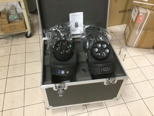 Lot of (4) 6x15W RGBW 4in1 LED Rotating Stage Lights with Rolling Road Case and Cords. Appear New - Lot 38