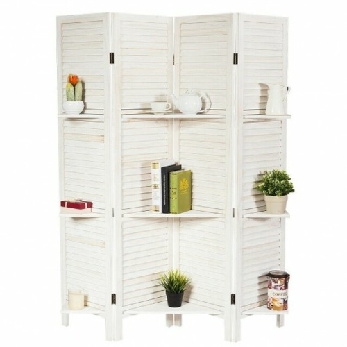 4 Panel Folding Room Divider Screen With 3 Display Shelves - Lot 48