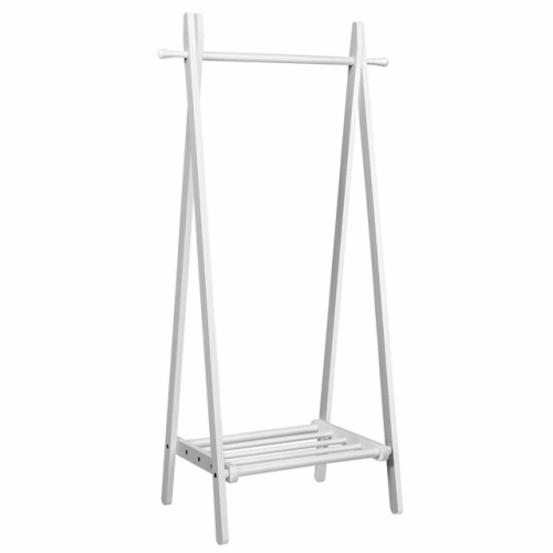 A-Frame Wood Clothing Hanging Rack With Storage Shelf-White - Lot 82