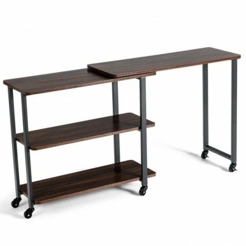 360° Rotating Sofa Side Table With Storage Shelves And Wheels - Lot 323