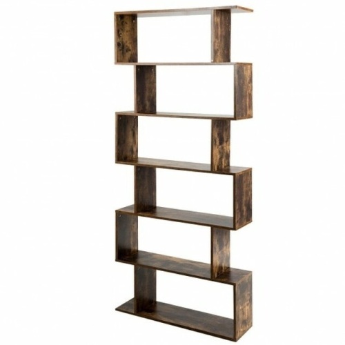 6-Tier S-Shaped Bookcase Z-Shelf Style Storage Bookshelf - Lot 335
