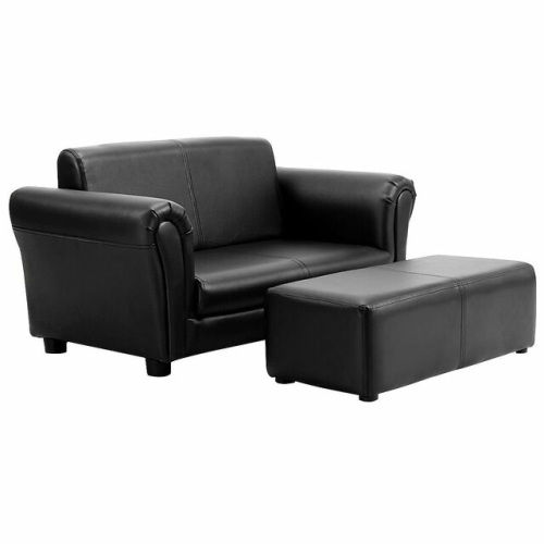 Black/White Kids Double Sofa With Ottoman - Lot 341