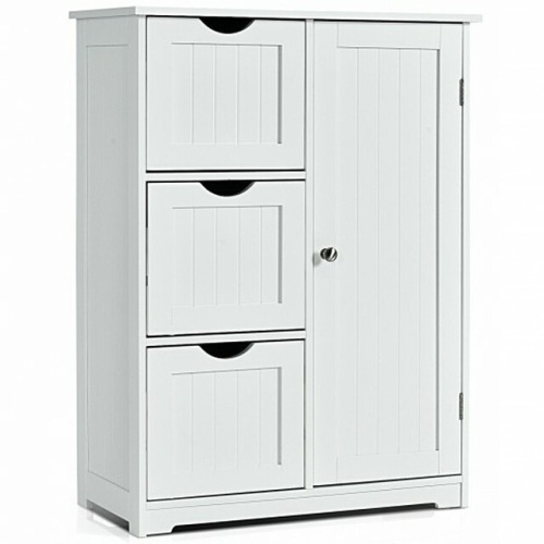 Bathroom Floor Cabinet Side Storage Cabinet With 3 Drawers And 1 Cupboard - Lot 379