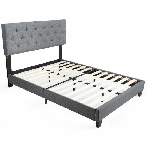 Queen Size Upholstered Panel Bed w/ Linen Panel - Lot 395
