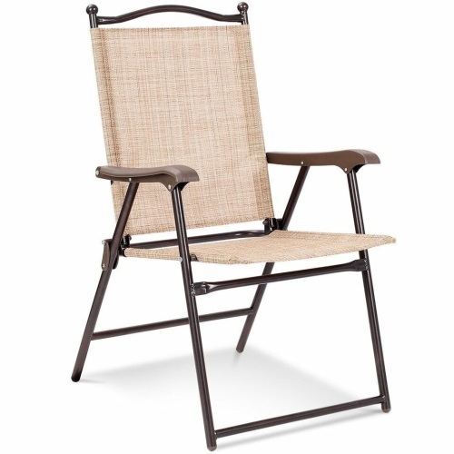 Set of 2 Patio Folding Sling Back Camping Deck Chairs - Lot 424