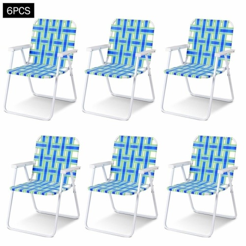 6 Pcs Folding Beach Chair Camping Lawn Webbing Chair - Lot 427
