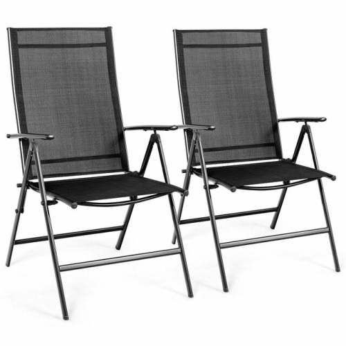 Set Of 2 Adjustable Portable Patio Folding Dining Chair Recliner - Lot 442