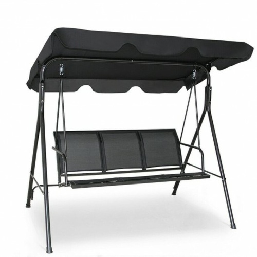 3 Person Patio Swing With Polyester Angle Adjustable Canopy - Lot 450