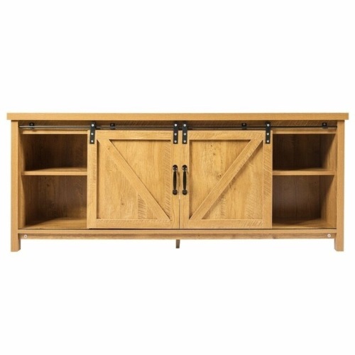 TV Stand With Cabinet Sliding Barn Door - Lot 474