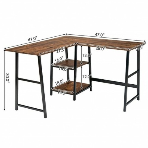 L Shaped Corner Computer Desk With Storage Shelves - Lot 486