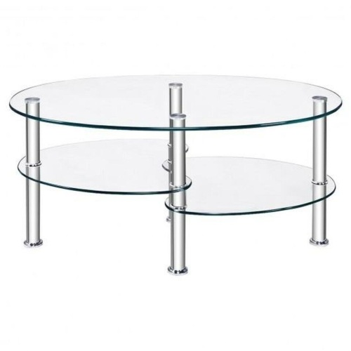 Tempered Glass Oval Side Coffee Table - Lot 531