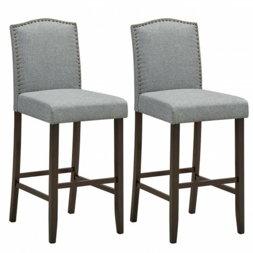29" Bar Height Set Of 2 Nailhead Bar Stools With Rubber Wood Legs - Lot 537