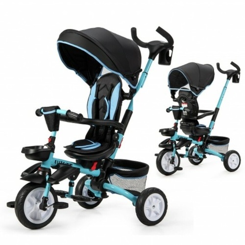 6-In-1 Detachable Kids Baby Stroller Tricycle With Canopy And Safety Harness - Lot 540