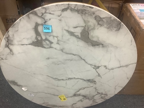 Round Coffee Table w/ Faux Marble Top - 36in - Lot 596