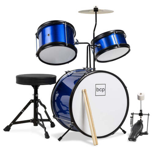 Kids Beginner 3-Piece Drum, Musical Instrument Set w/ Sticks, Stool, Pedal - Lot 22