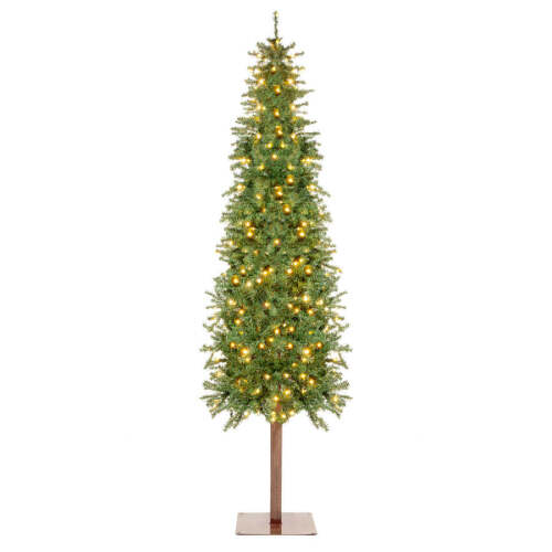 Pre-Lit Artificial Alpine Slim Pencil Christmas Tree w/ LED Lights, Stand - Lot 25