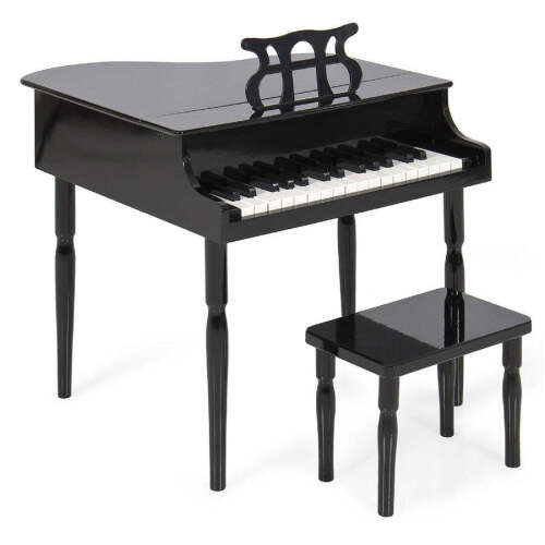 Kids Mini Wooden Grand Piano w/ Lid, Bench, Music Rack, Song Book, Stickers - Lot 28