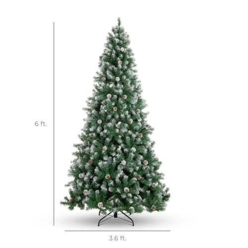 Pre-Decorated Christmas Tree w/ Pine Cones, Flocked Branch Tips - Lot 57