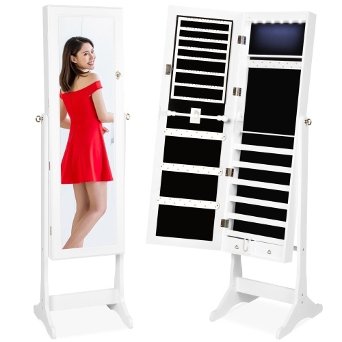 6-Tier Standing Jewelry Mirror Armoire w/ LED Lights - Lot 66