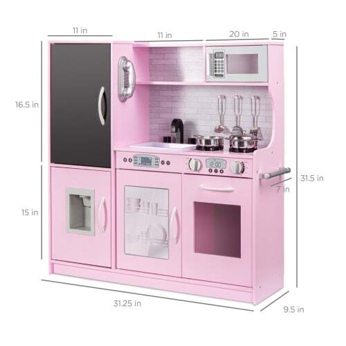 Pretend Play Kitchen Wooden Toy Set for Kids with 11 Accessories - Lot 110