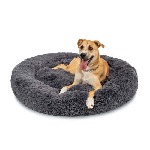 Self-Warming Shag Fur Calming Pet Bed w/ Water-Resistant Lining - Gray - Lot 143