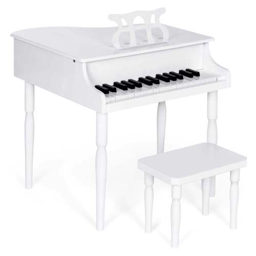 Kids Mini Wooden Grand Piano w/ Lid, Bench, Music Rack, Song Book, Stickers - Lot 145