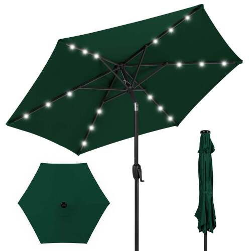 Outdoor Solar Patio Umbrella w/ Push Button Tilt, Crank Lift - 7.5ft - Lot 179