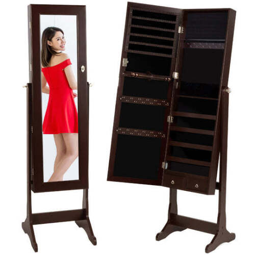 Full Length Standing Jewelry Mirror Armoire w/ Velvet Interior - Lot 222