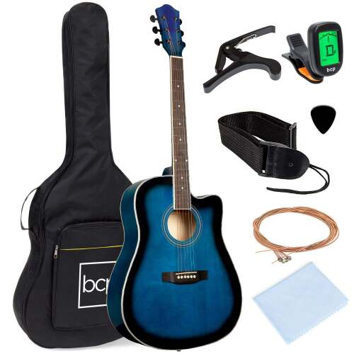 Full Size Beginner Acoustic Guitar Set with Case, Strap, Capo - 41in - Lot 268