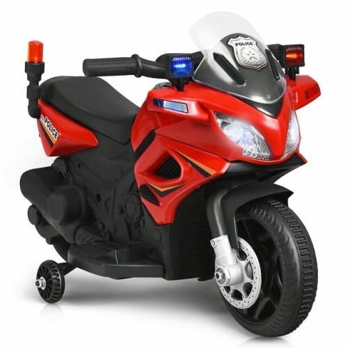 6V Kids 4-Wheel Ride On Police Motorcycle With Training Wheels - Lot 270