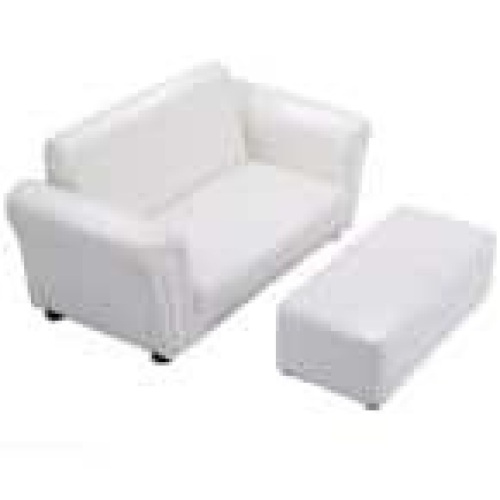 White Faux Leather Upholstery Kids Arm Chair Kids Sofa Couch Lounge with Ottoman - Lot 299