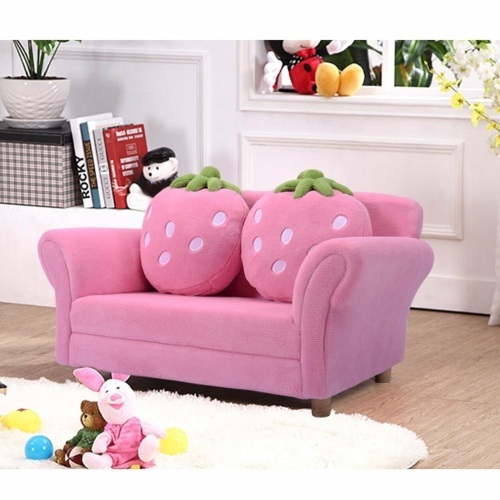 Bl/Pi Kids Strawberry Armrest Chair Sofa-Pink HW54190PI - Lot 307