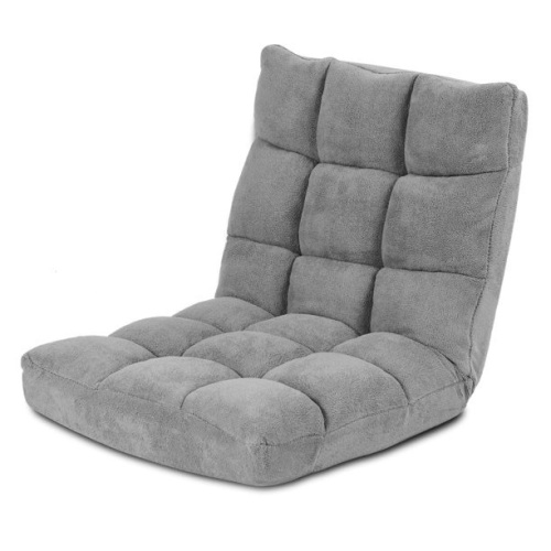 Costway Adjustable 14-Position Floor Chair Folding Lazy Gaming Sofa Chair Cushioned Gray - Lot 322