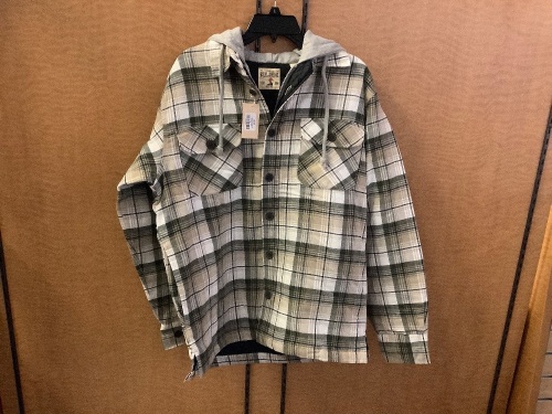 RedHead, Twill Green Medium Long Sleeve Plaid Hoodie, Appears new - Lot 115
