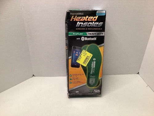 ThermaCELL, Heated Insoles wireless and rechargeable Heavy Duty, With bluetooth, Small, Damaged Box, Appears New  - Lot 415Y